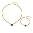 thumbnail image 4 of ZPAQI Green Crystal Heart Pendant Necklace Bracelet Jewelry Set for Ladies Party Wear, 4 of 8