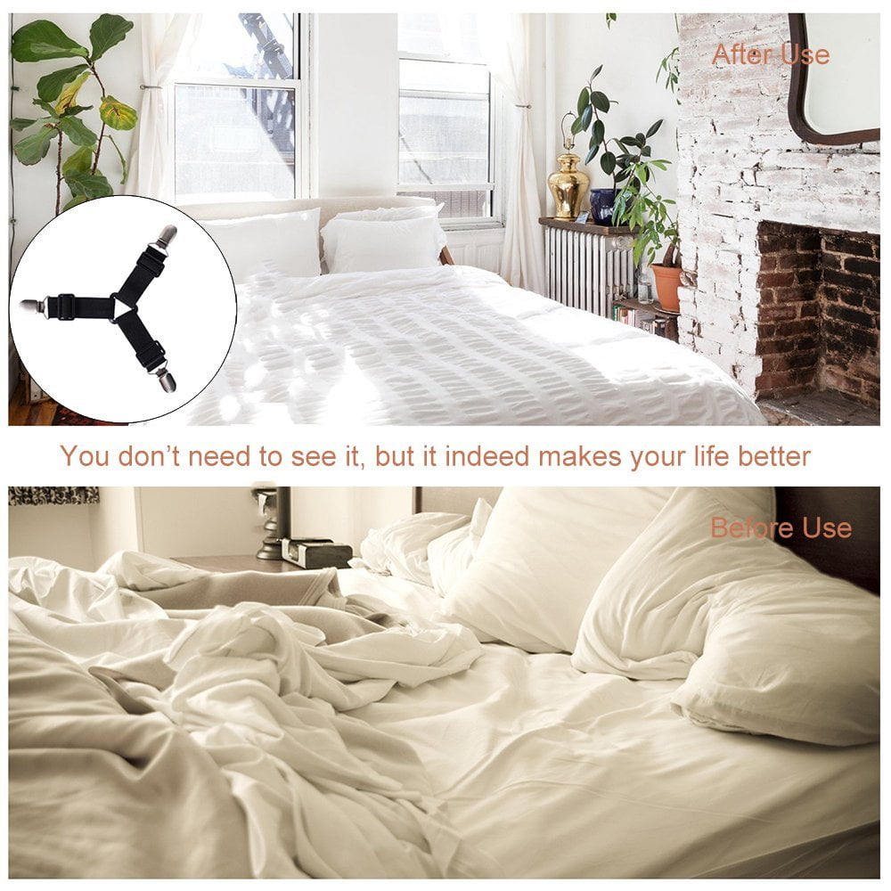 8 Pack Adjustable Sheet Clips Bed Sheet Holder Straps Bed Sheet Clips Heavy Duty Bed Sheet Straps Black Walmart
