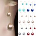 thumbnail image 4 of Pendientes Farfi en forma de U con doble cara de perlas de imitación chapadas en oro, joyería colgante para mujer, color burdeos, 4 of 5