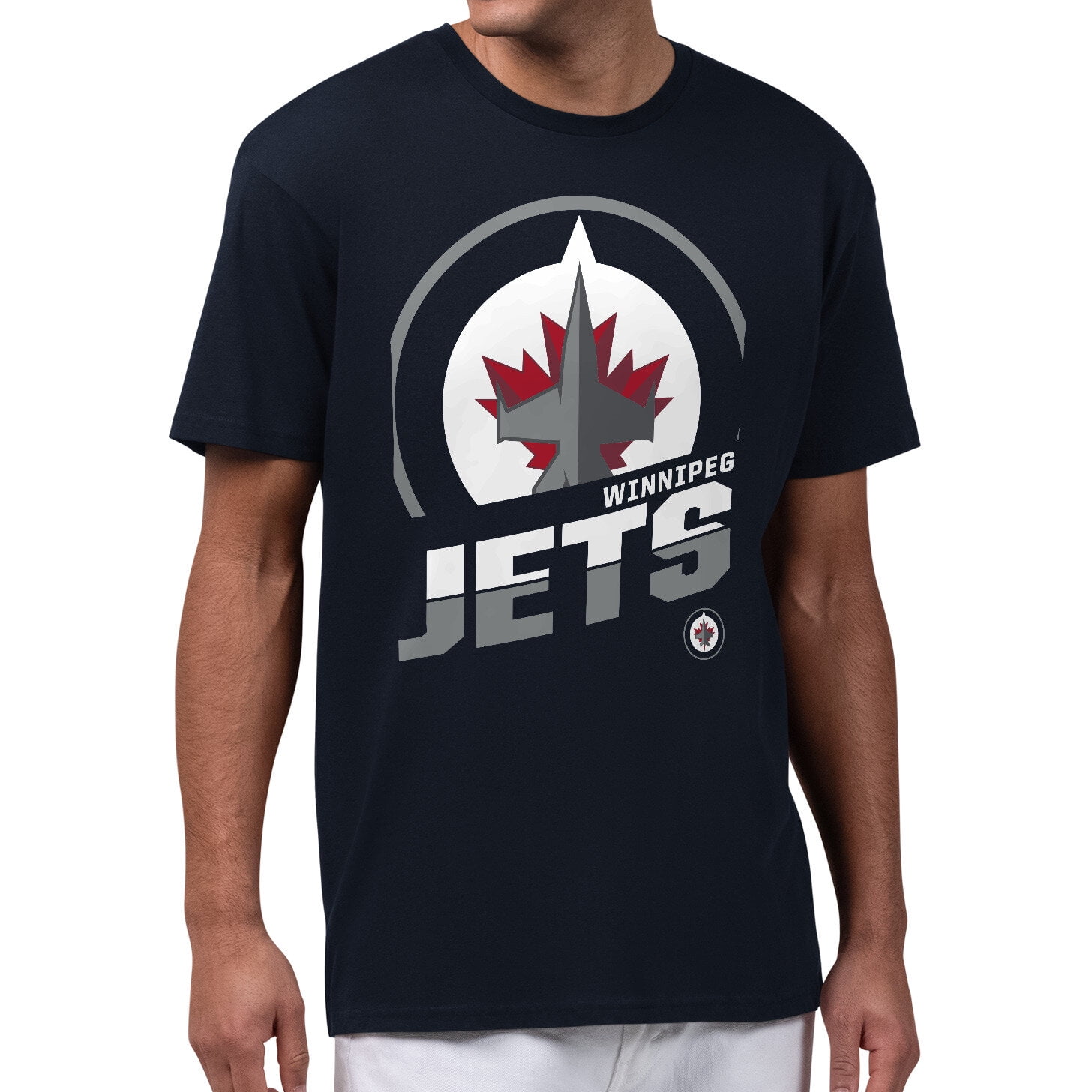 Men's Starter Navy Winnipeg Jets Logo Zoom T-Shirt