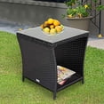 thumbnail image 4 of Table d'Appoint pour Porche, Table en Osier avec Rangement, Tables d'Appoint Carrées pour Patio Jardin Porche, Noir, 4 of 5