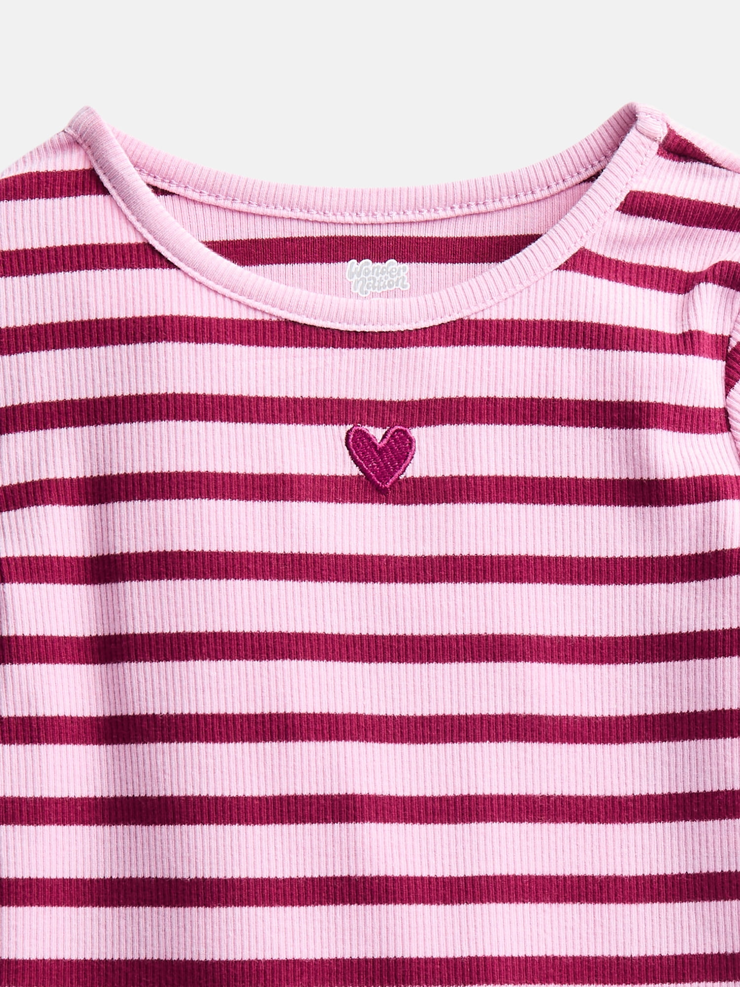 Wonder Nation Toddler Girls' Ribbed Tee with Short Sleeves, Sizes 18M-5T