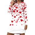 thumbnail image 2 of Sakmal Long Sleeve Mumu Nightgownss for Women Valentines Cute Love Loungewear Knee Length Heart Print Womens Nightgown L, 2 of 6