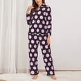 thumbnail image 2 of Hirioo Pink Groovy Disco Ball for Women's Pajama Sets 2 Piece Pjs Women's Long-Sleeved Pajama Set Button Down Sleepwear,S-XXL-Large, 2 of 7