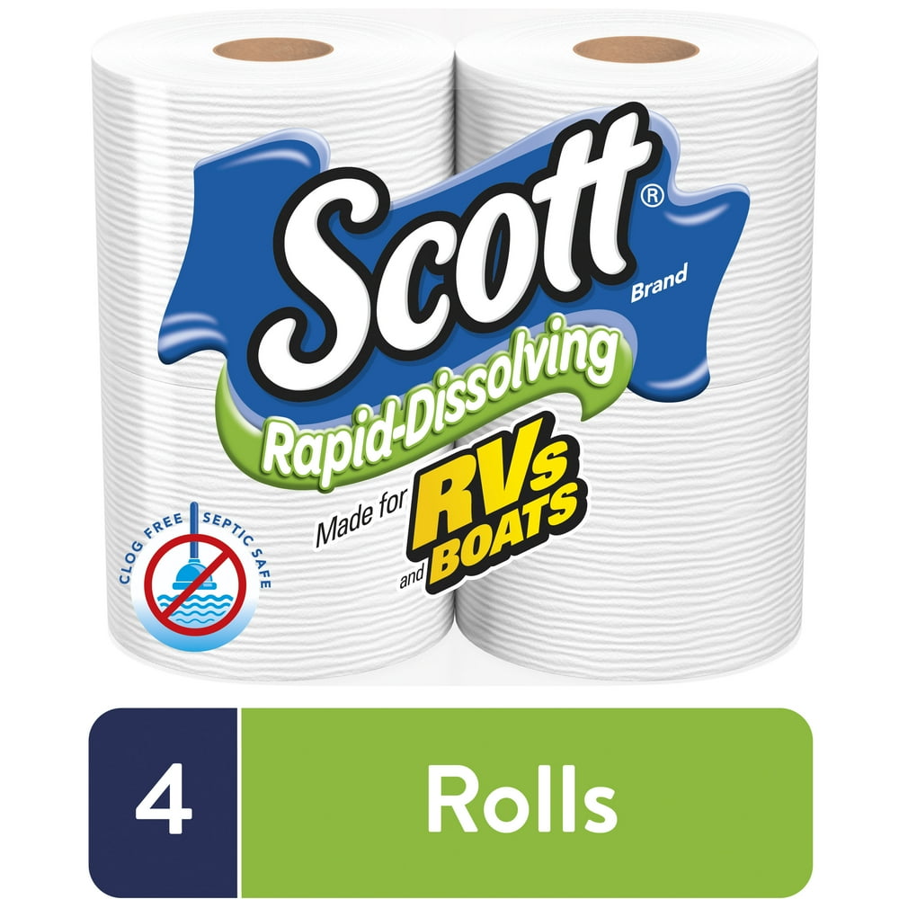 Scott RapidDissolving Toilet Paper, 4 Double Rolls