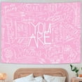 thumbnail image 2 of Quote You are Wall Tapestry, Inspirational Wall Art Positive Saying Wall Hanging White Tapestry for Teen Girl Bedroom Dorm - 51.2 x 59.1 Inches - Pink, 2 of 4