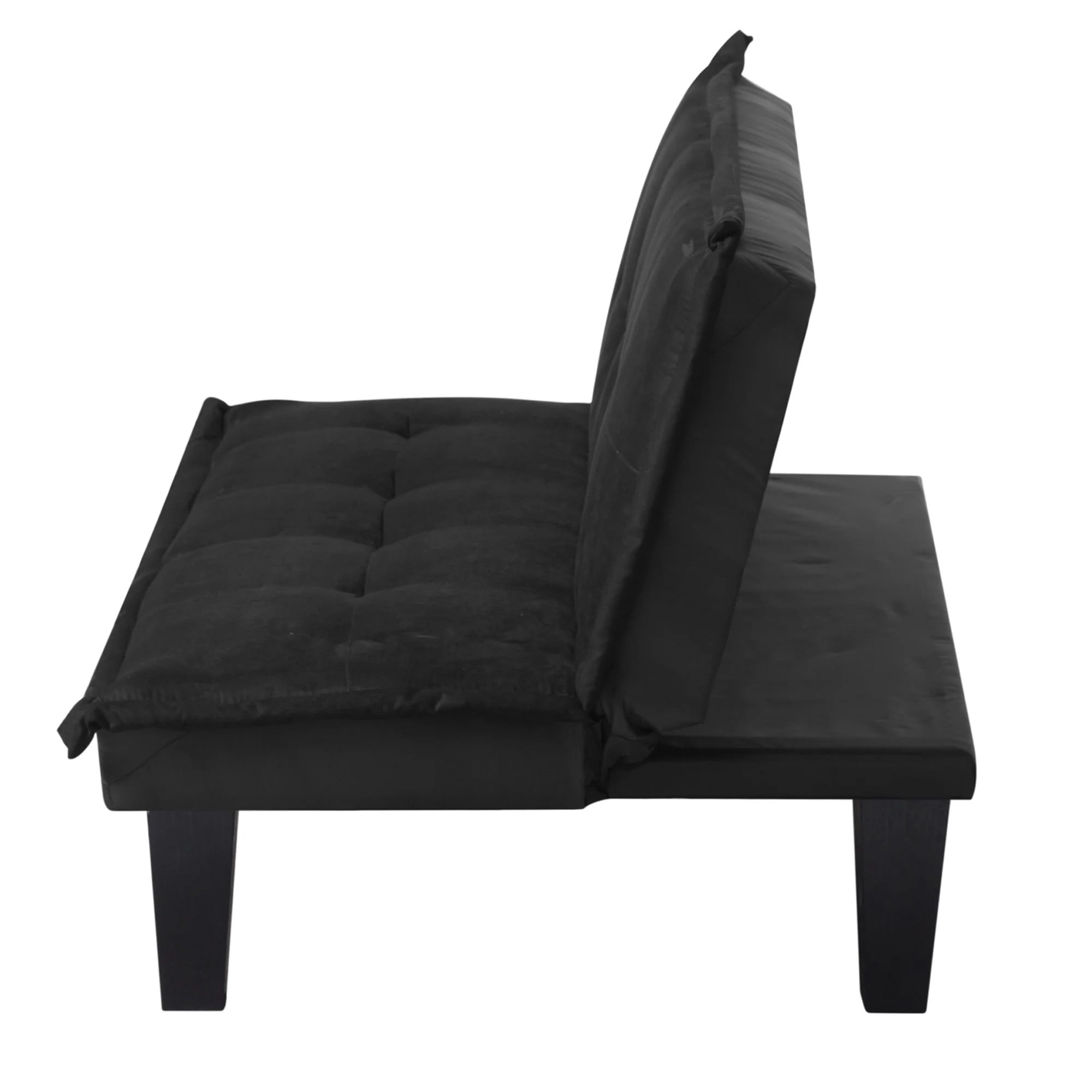 HOQBN Futon Sofa Bed,Modern Faux Suede Convertible Sleeper Sofa Bed with 3 Adjustable Backrest Angles,Upholstered Couch Loveseat for Apartment,Living Room,Small Space,Black
