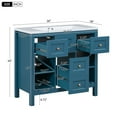 thumbnail image 6 of Furvclv 36" Bathroom Vanity With Sink, Bathroom Sink Cabinet With 5 Drawers, Open Shelves, Wood Frame Bathroom Dresser, Countertop & Integrated Sink Set, 6 of 9
