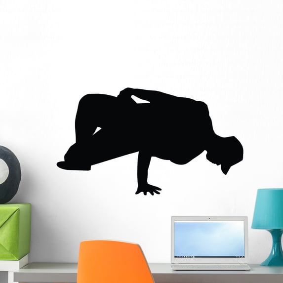 Freestyle Break Dance Silhouette Wall Decal by Wallmonkeys Peel and Stick Graphic (24 in W x 14 in H) WM67612