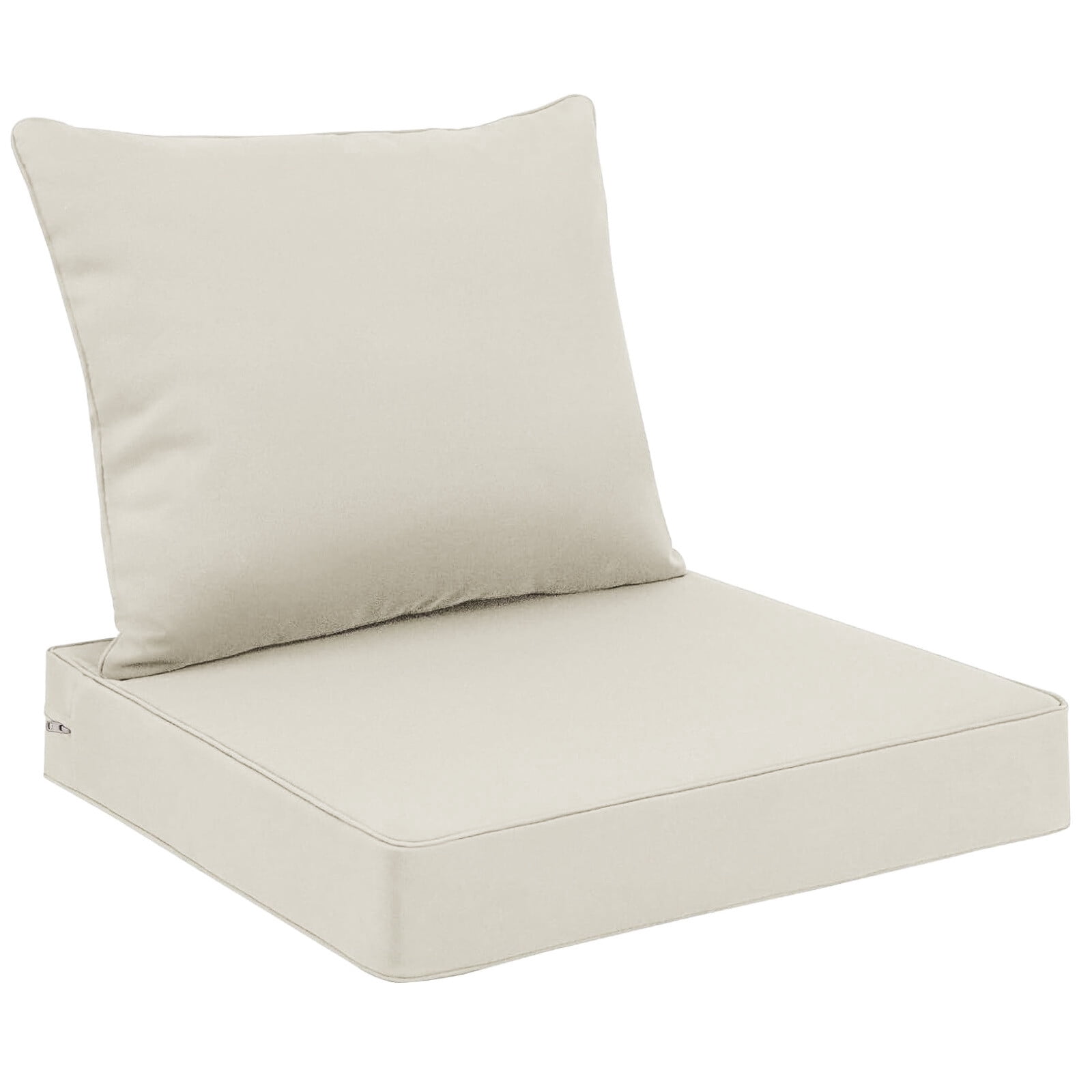 Outdoor Seat Cushion Set 24 x 24 Inch Waterproof & Fade Resistant Patio Furniture Cushions with Removable Cover, Outdoor Sofa Replacement Seat & Back Cushions for Chair Sofa Couch, Beige