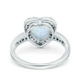 thumbnail image 3 of Halo Heart Promise Ring Lab Created White Opal 925 Sterling Silver Size 11, 3 of 6