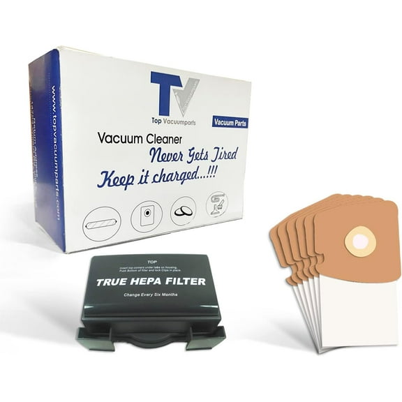 Replacement Part For Eureka Style HF8, Mighty Mite Hepa Filter With Eureka Style MM, Mighty Mite 3 Canister Vacuum Cleaner 6 Paper Bags Compare to Parts : 60666, 60297