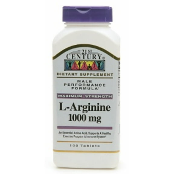 21st Century L-Arginine 1000mg, Maximum Strength 100 ea (Pack of 2)