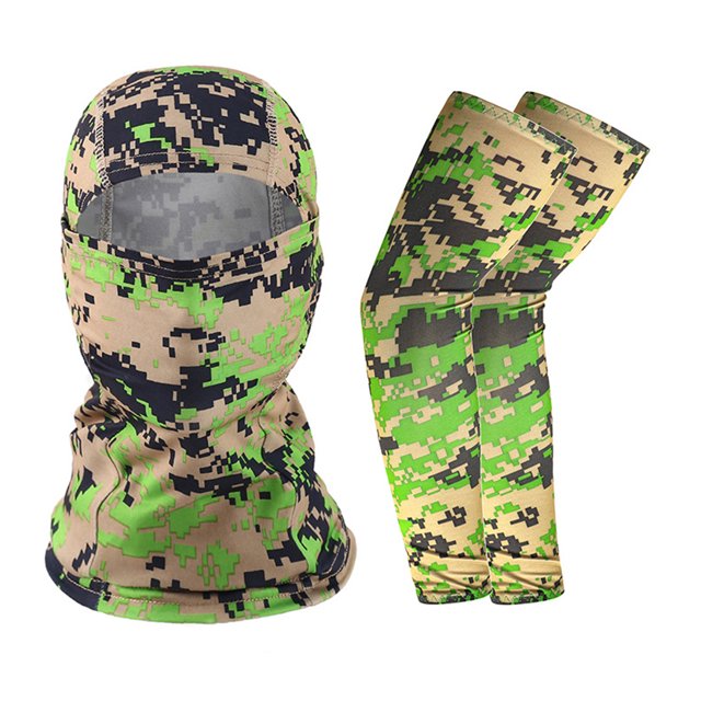 Summer Face Cover Arm Sleeves Set Women Men Breathable Face Protection Sun Protection Long Arm Sleeves for Camping Cycling Running Mounteering Fishing