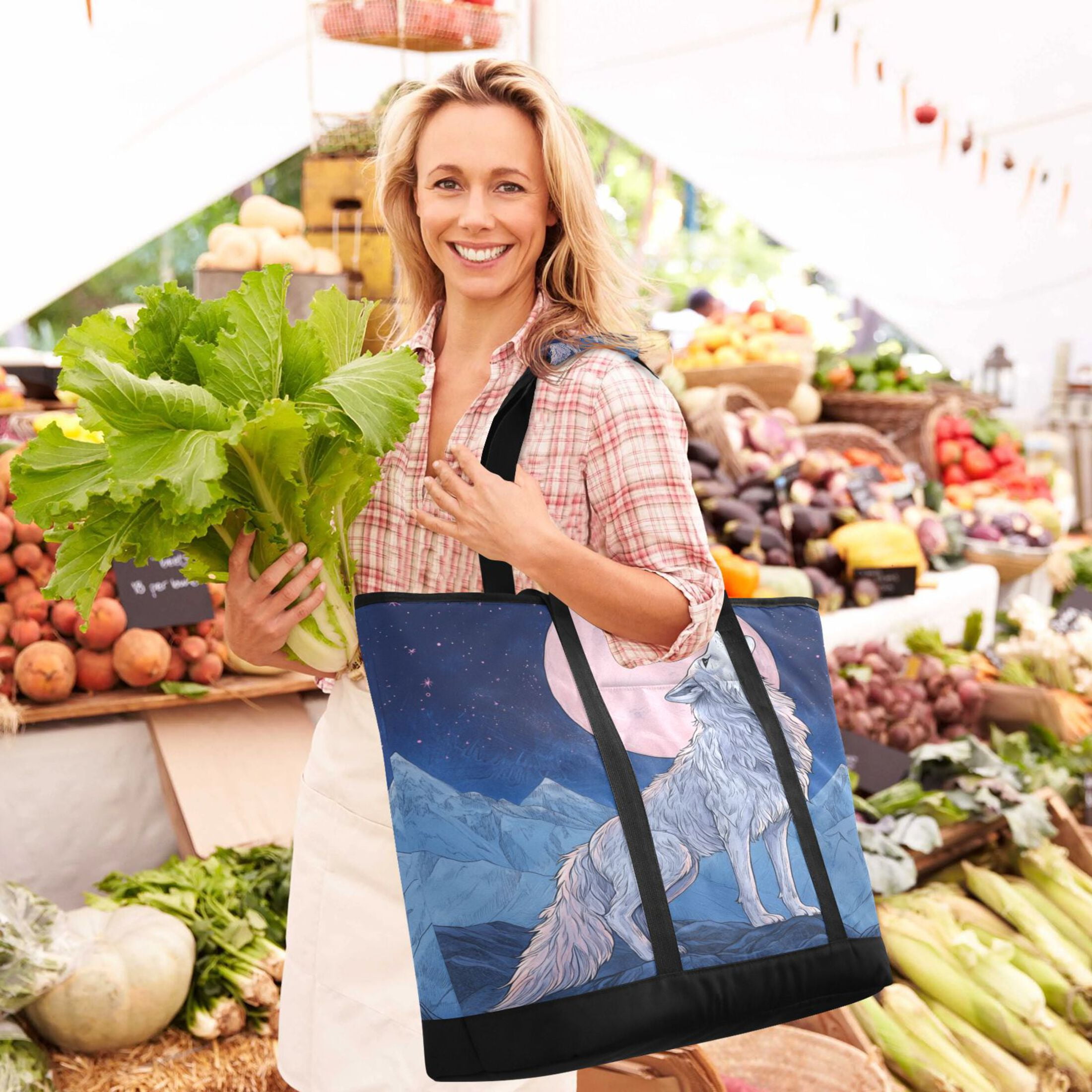 Large Hand-held Ice Pack Picnic Bag Insulation and Refrigeration Suitable for Shopping Picnics and Camping Roaring Wolf