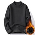thumbnail image 2 of Wutalume Men's Solid Color Fleece-Lined Knitted Sweater for Casual Base Layer, Warm and Soft, Perfect for Everyday Comfort and Winter Style,Dark Gray L, 2 of 4
