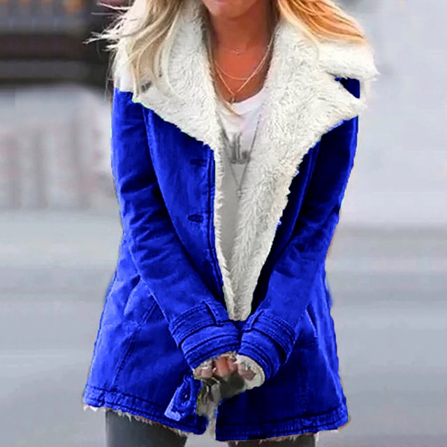 Chaquetas y abrigos casuales de manga larga sin capucha para mujer, abrigo de invierno cálido con solapas y botones, talla grande