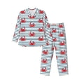 thumbnail image 1 of Fotbe Cute Red Crabs With Nautical Pijama de Hombre con Estampado de Manga Larga, Conjunto de 2 Piezas, Ropa de Dormir Suave y Cómoda con Bolsillos-XX-Large, 1 of 7