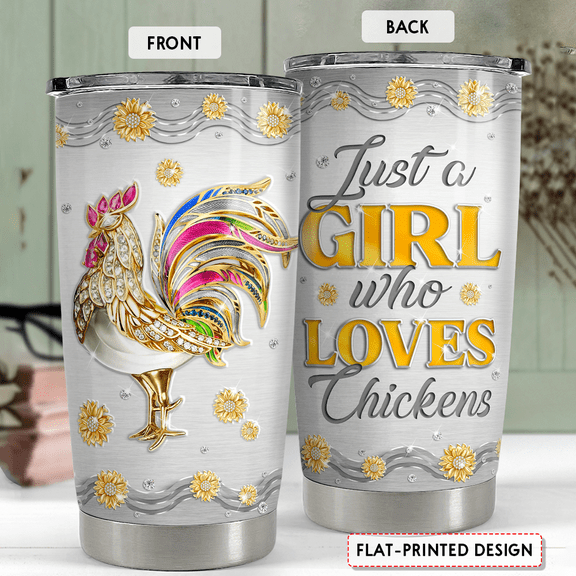 SANDJEST Chicken Tumbler 20oz Jewelry Drawings Stainless Steel Insulated Tumblers Chicken Gifts for Women Girls Coffee Travel Mug Cup Gift for Birthday Christmas