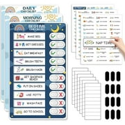 Upgraded Slider 3 in 1 Bedtime/Morning/Daily Routine Chart for Kids, Magnetic Chore Chart for Kids, Visual Schedule for Kids Toddlers Schedule Board for Home Routine Chart