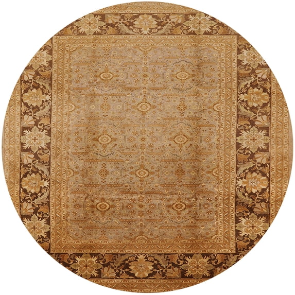 Ahgly Company Indoor Round Mid-Century Modern Mahogany Brown Oriental Area Rugs, 8' Round