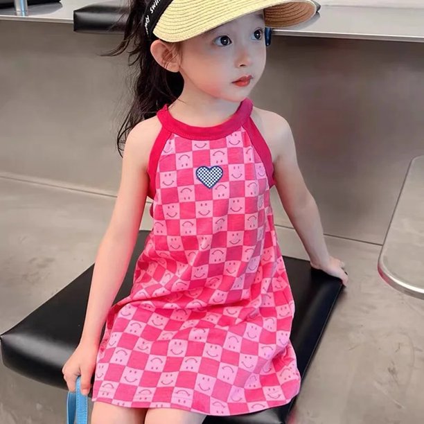 Novedad de verano, vestido de princesa con tirantes de seda helada para niñas, vestido para niños medianos y grandes, ropa de dormir para niñas, falda informal para uso diario