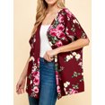 thumbnail image 4 of Made by Johnny Women's Kimono Style Short Sleeve Dolman Cardigan XXXL WINE_FLORAL, 4 of 6