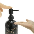 thumbnail image 3 of Unique Bargains 1 Pc Durable Cylinder Marble Soap Dispenser 13.53oz Black Gold Tone, 3 of 6