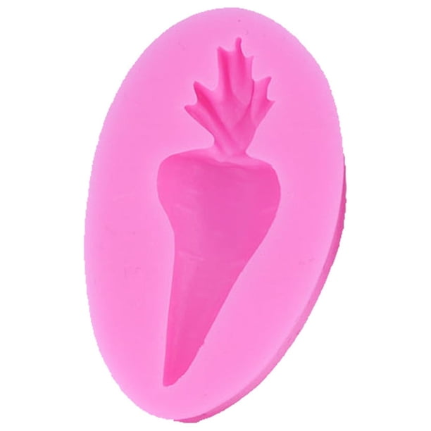Moldes de Pascua con forma de zanahoria rosa, de silicona, para chocolate, fondant, pasteles, dulces, adornos para cupcakes, arcilla polimérica, jabón, cera, decoración.