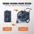 thumbnail image 6 of VEVOR Dog Bike Trailer, Supports up to 100 lbs, 2-in-1 Pet Stroller Cart Bicycle Carrier, Easy Folding Cart Frame with Quick Release Wheels, Universal Bicycle Coupler, Reflectors, Flag, Blue/Black, 6 of 9