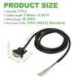 thumbnail image 2 of Uxcell 2 Pcs 6.6 ft 26AWG DB9 Male Connector to Bare Wire END RS232 9-Pin, 2 of 6