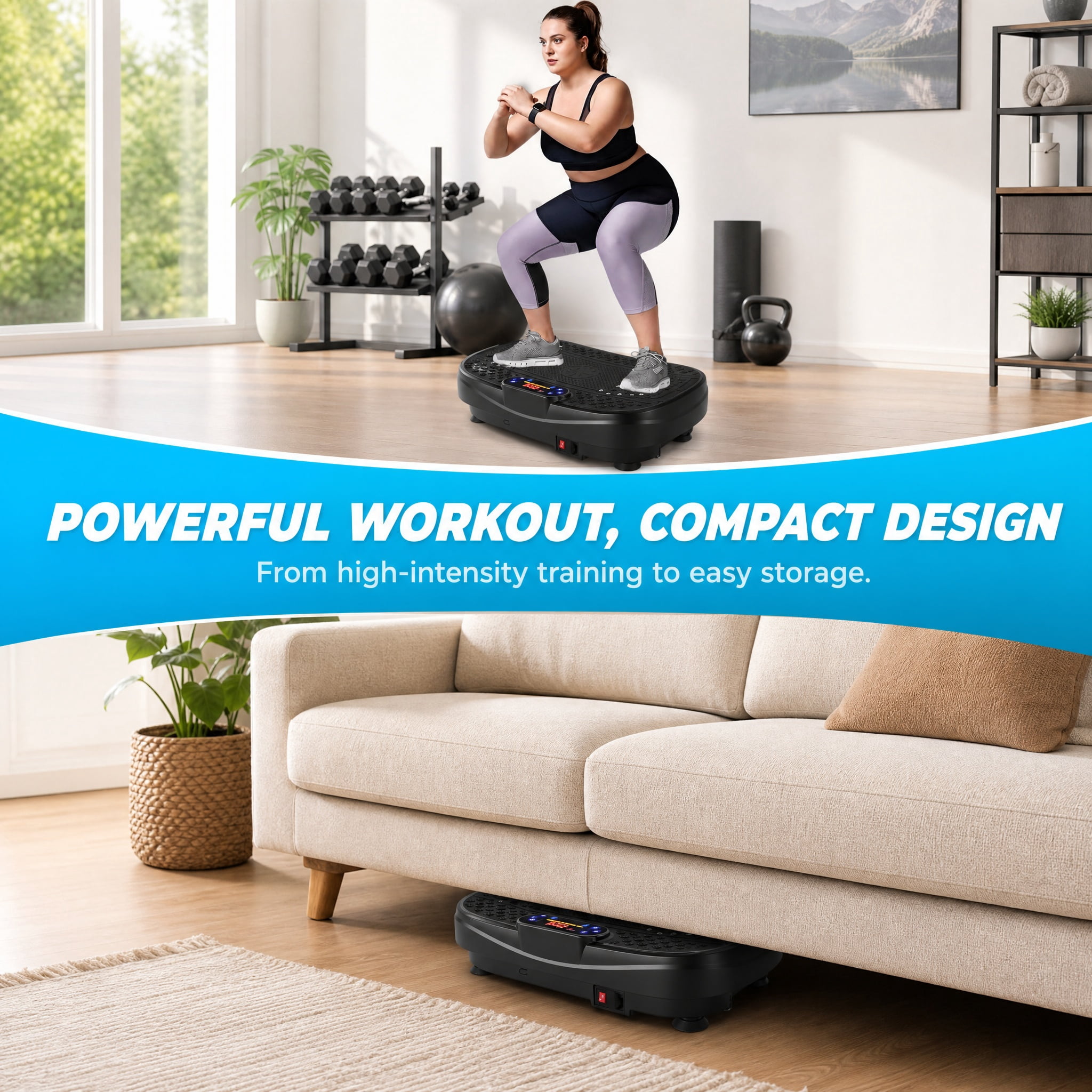 Vibration Plate Exercise Machine, Whole Body Vibration Fitness Platform with Adjustable Speed, Compact Home Gym Workout Machine