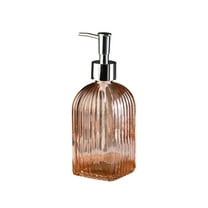 Leodye 1PCS Vertical Stripe Liquid Soap Bottle Colored Glass Press Type Soap Bottle Household Shampoo Shower Gel Dispensing Empty Bottle-7.68x2.76in