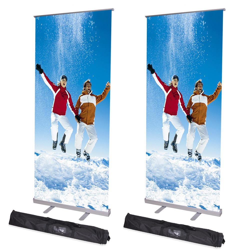 32x79" Adjustable Height Retractable Roll Up Banner Stand Trade Show Telescopic 