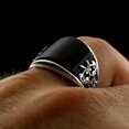 thumbnail image 2 of Anillo de patrón grabado punk vintage negro Joyería de moda, 2 of 5