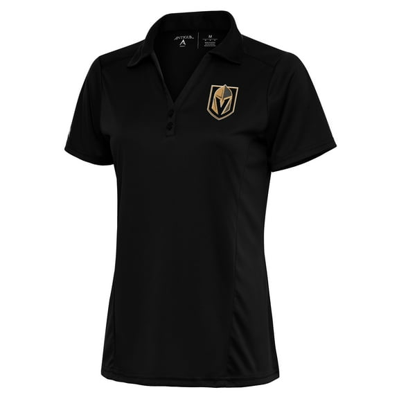 Women's Antigua Black Vegas Golden Knights Team Logo Tribute Polo