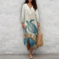 thumbnail image 4 of DISNIMO Women's Casual Maxi Dresses Sea Turtle Printed V Neck Dress Loose 3/4 Sleeve Dresses for Women Fashion Long Shift Dress, 3XL, 4 of 6