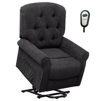 Costway Power Lift Recliner Chair Sofa for Elderly w/ Side Pocket & Remote Control Black