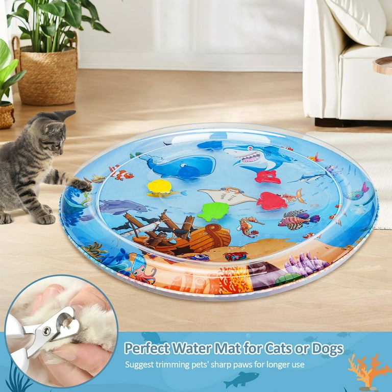Thickened Water Sensor Play Mat For Cats & Kids - Interactive Cooling Mat, Fish Design, Easy Fill & Clean (#A2 Size)