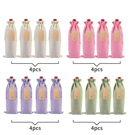 

Zeceouar Decorations For Home/Party Linen Wine Bottle Bag Set Wine Bottle Set Linen Tag Red Wine Packaging Bag