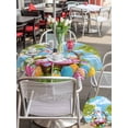 thumbnail image 6 of Outdoor Tablecloth with Umbrella Hole Zipper Easter Cartoon Bunny Round Tablecloth 60" Waterproof Table Cloth Colorful Eggs Spring Leaves Blue Sky Butterfly Patio Table Cover Tablecloths for Picnic, 6 of 8