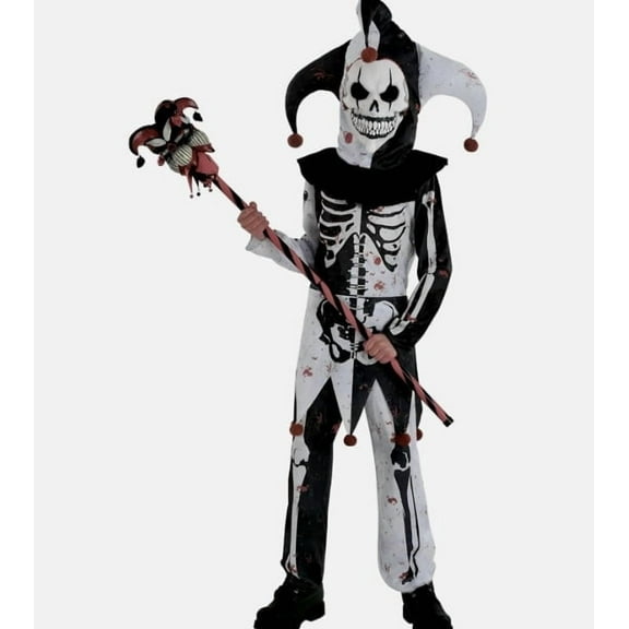 Menacing Jester Circus Clown Halloween Child Costume, Large 12-14