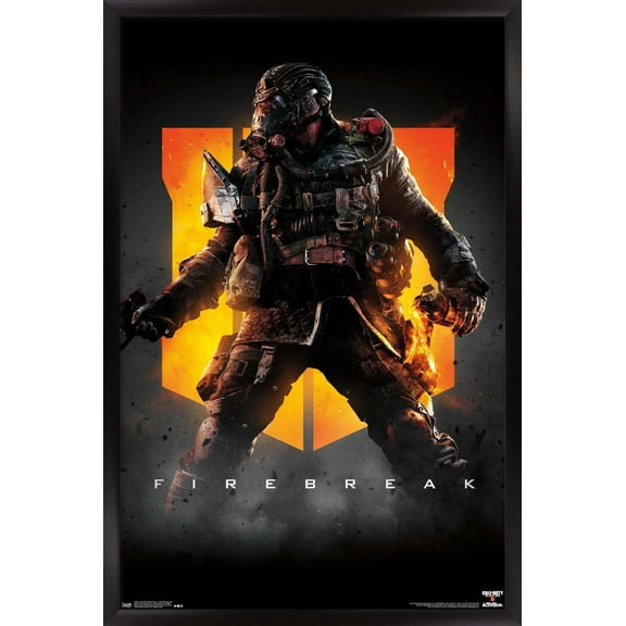 Call of Duty: Black Ops 4 - Firebreak Key Art Wall Poster, 14.725" x 22.375", Framed