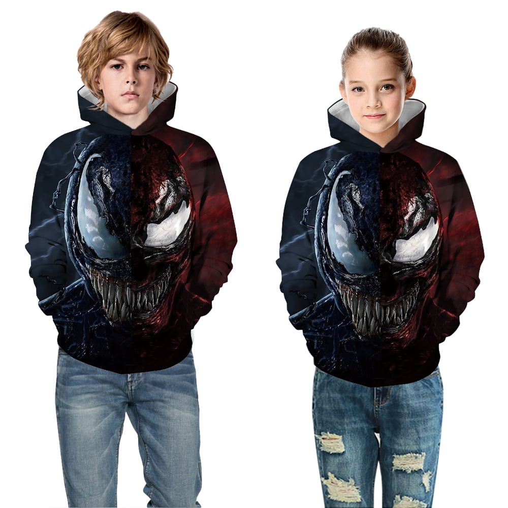 Venom 3D Print Kid Hooded Sweatshirt Girls Boys Jumper Pullover Jacket Tops Coat 