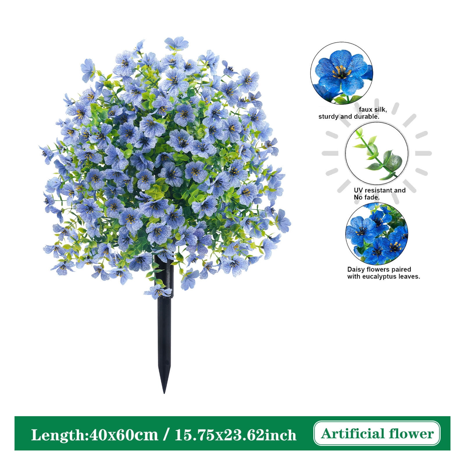 Violet Artificial Flower Garden Stakes Outdoor Decor Realistic Faux Flowers Yard Landscaping Ornament for Patio Balcony Front Yard with Durable Plastic Construction and Rust-Free Design