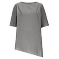thumbnail image 5 of Timegard Summer Tops for Women Crewneck Drop Shoulder 1/2 Sleeve Irregularly Casual Loose Mid Long Blouse, 5 of 6