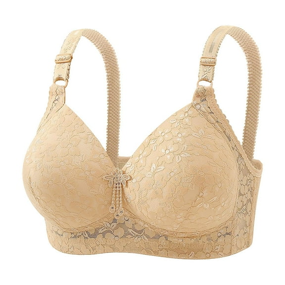 Yotami Lounge Bras for Women Push Up Breathable Support Bra for Work Wireless Bra, 46D, Beige