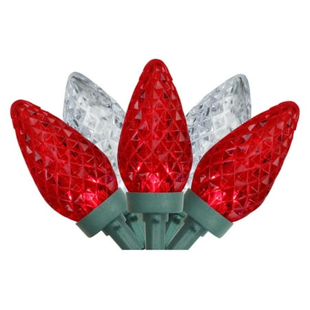 Red Projection Christmas Lights Northlight 100 Red and Pure White Faceted LED C9 Christmas Lights on Green Wire ()