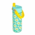 thumbnail image 3 of Elemental Splash Kids Water Bottle - Plastic Water Bottle - BPA Free - Leak Proof - Straw Lid - Pop-it Handle - Durable - For Girls, Boys & School Reusable Water Bottle -18oz - Daisy Heart Robins Egg, 3 of 5