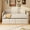 Beige, variant on Noble House Twin Daybed with Trundle, 2 Storage Drawers, Upholstered Tufted Backrest, Black